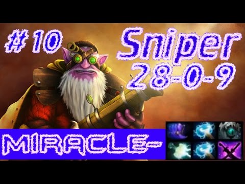 #10 Dota2 top MMR - miracle plays Sniper - (28-0-9) - Full game