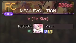 [8.81⭐Live] Mathi | Yusuke - V (TV Size) [MEGA EVOLUTION] +HDDT 100.00% {#1 886pp FC} - osu!
