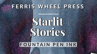 ☆🫐 Muted Deep Blue, Purple Shimmer Fountain Pen Ink Swatching & Comparison 🎡 Starlit Stories FWP
