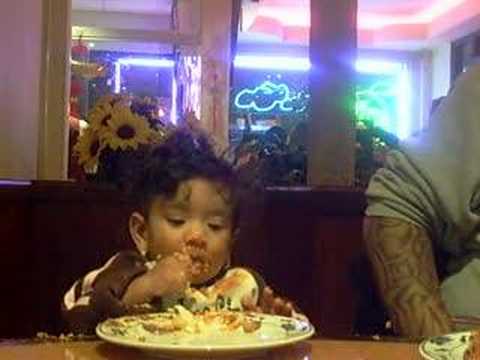 Janisha eatin cake for my birthday