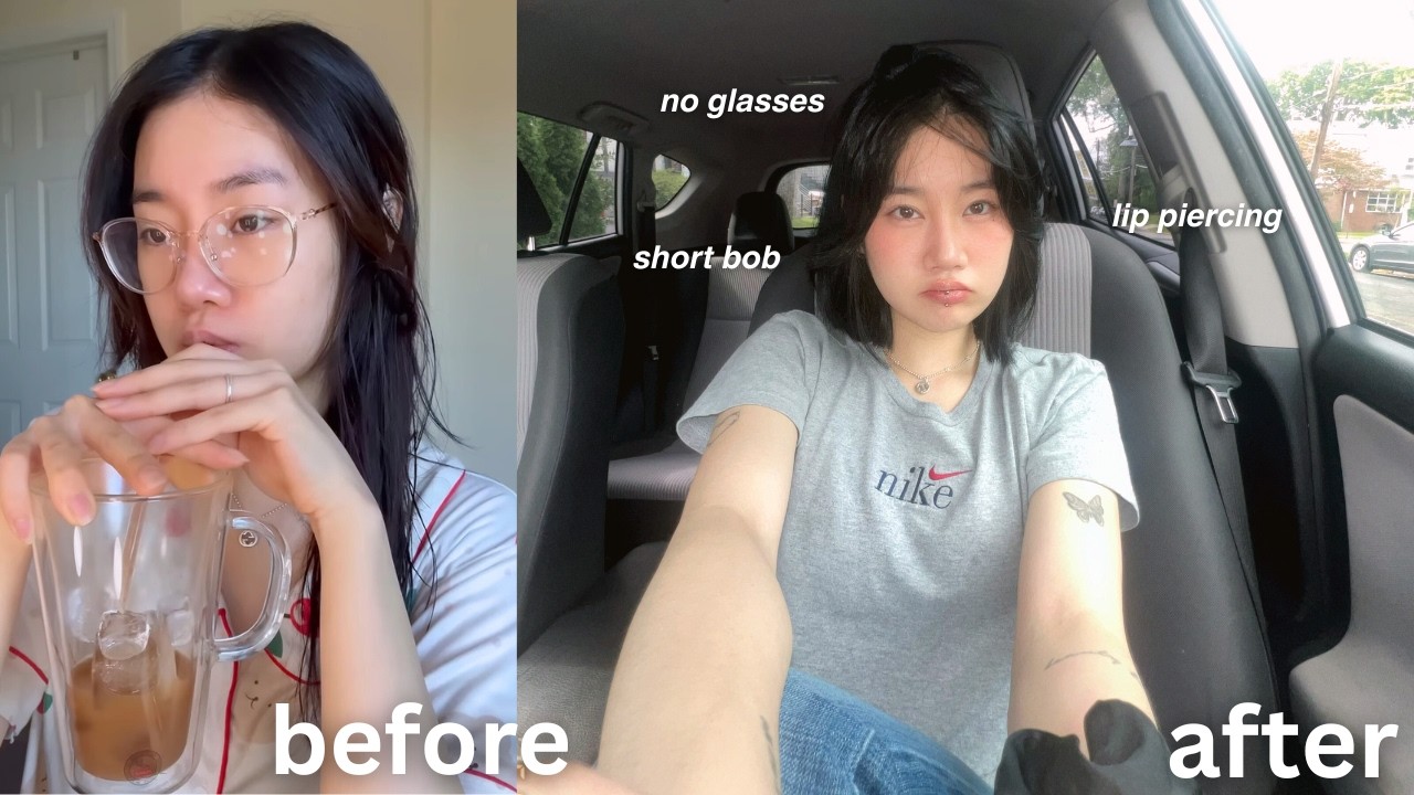 crashed out so hard I got a lip piercing & cut my own hair *my mom hates me*