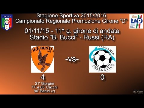 01/11/15 – Promoz. ER Gir.D - 11^ and. – US Russi-Bakia 4-0 LE RETI