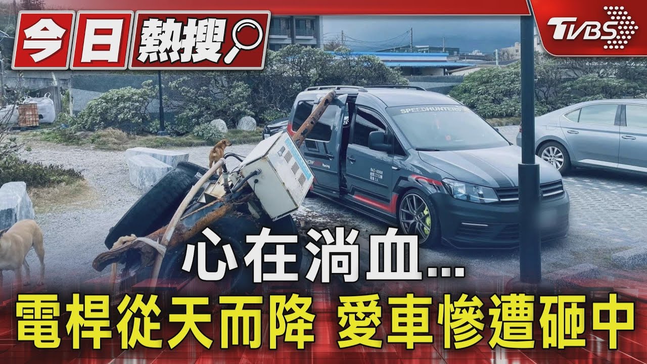 心在淌血!電桿從天而降 愛車慘遭砸中