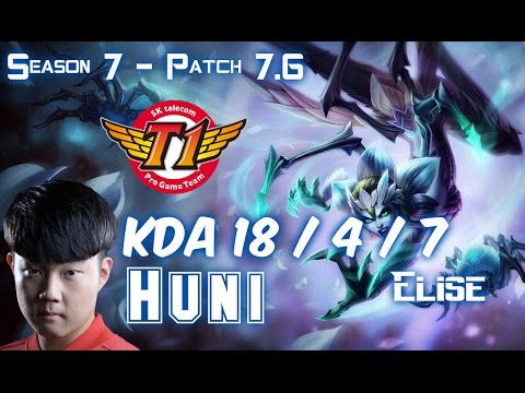 SKT T1 Huni ELISE vs LEE SIN Jungle - Patch 7.6 KR Ranked