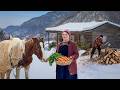 Juicy Beef Steaks On Salt Block Cooking In The Snowy Mountains Of Azerbaijan