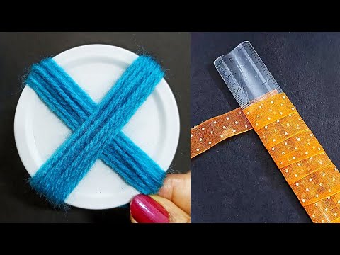 Super Easy Woolen Flower Making Tricks - Embroidery Flower Making using scale and lid - DIY Crafts