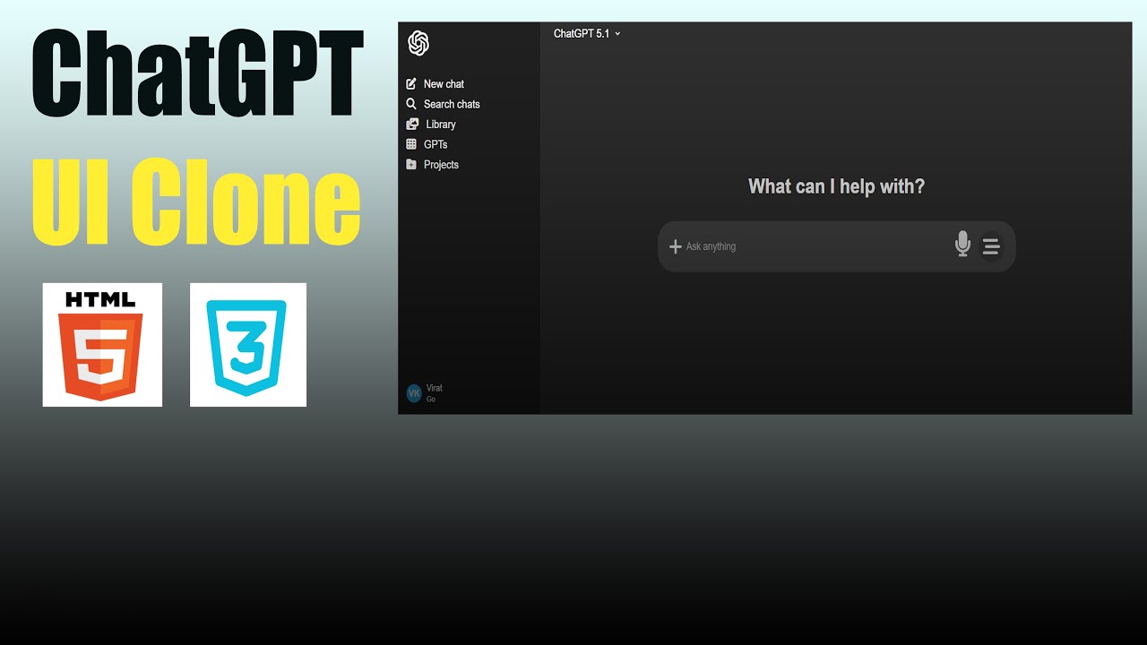 ChatGPT Clone Using HTML & CSS | AI UI Project for Beginners (Step-by-Step Tutorial)
