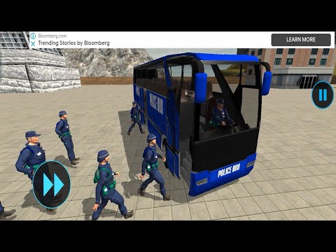 Blue US Police off-road Coach Bus Uphill Driving Simulator New Android Gameplay