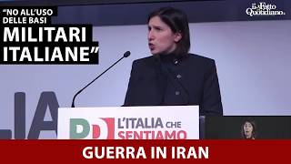 Iran, Schlein: "Meloni dica no all'uso delle nostre basi militari"