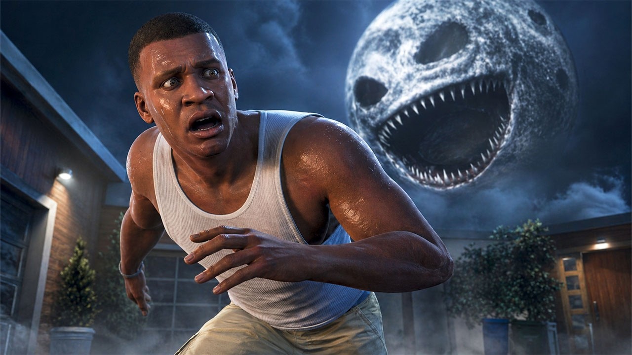 Франклин СПАСАЕТСЯ от СТРАННОЙ ЛУНЫ в ГТА 5! GTA 5 Моды