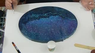 (123) Night Time Silhouette on Acrylic Poured Background