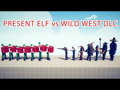 PRESENT ELF Team vs WILD WEST DLC Team - Totally Accurate Battle Simulator TABS