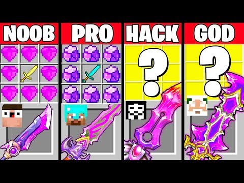 Minecraft Battle: MAGIC DARK SWORD CRAFTING CHALLENGE - NOOB vs PRO vs HACKER vs GOD Funny Animation