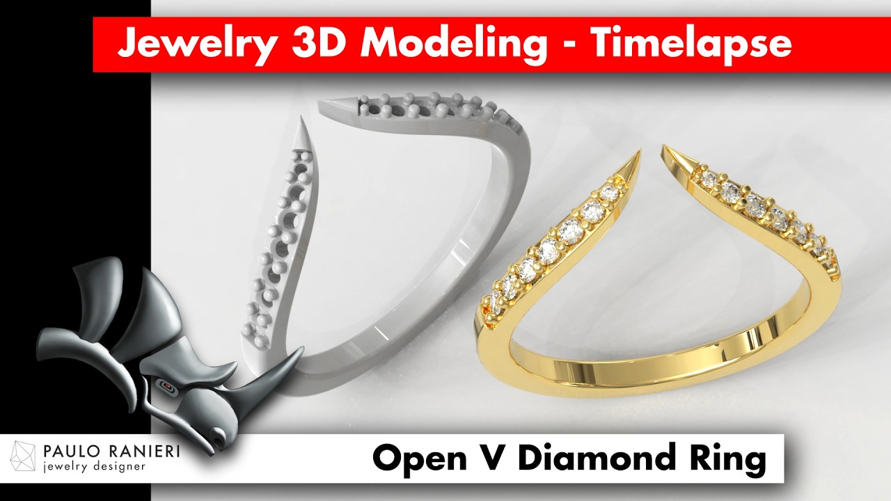 Modern Chevron Diamond Ring - Open V Diamond 3D Print Model