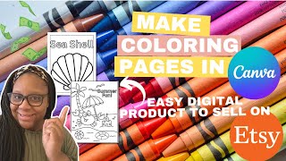 How To Create Coloring Pages Using Canva | Sell on Etsy | Digital Product Ideas | Make Money Online