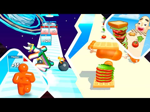 Tall Man Run vs Sandwich Runner - All Levels Walkthrough Android iOS BIG UPDATE 4K Ep 69