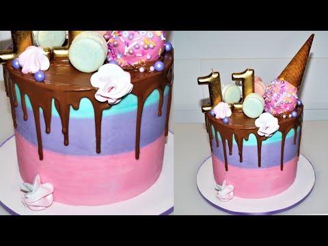 Cake decorating tutorials | how to make a  Striped buttercream DRIP CAKE | Sugarella Sweets Video