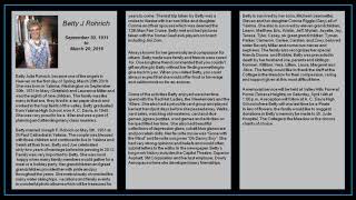 BETTY J ROHRICH - Obituary.  September 30, 1931 - March 20, 2018. In Loving Memory.