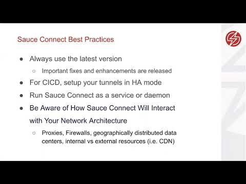 Tech Talk: Best Practices for Using Sauce Connect Related YouTube Video