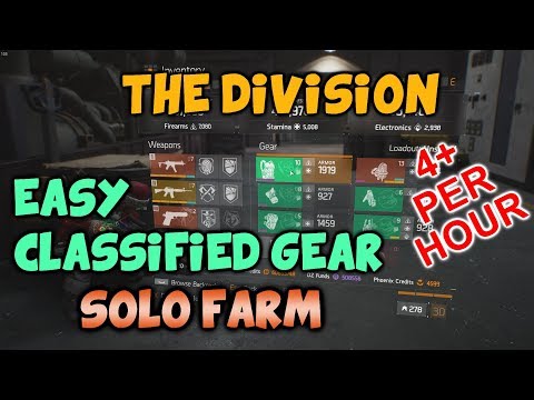 The Division - Easy CLASSIFIED GEAR Solo Farm (4+ Per Hour) - 1.8 Update