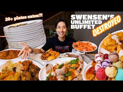 Swensen's Unlimited All You Can Eat Buffet SMASHED! | 20 Plates of Food Eaten! | Best Halal Buffet?!