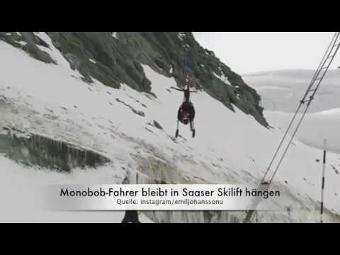 Monobob-Fahrer bleibt in Saaser Skilift hägen