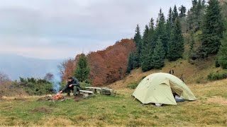 Camping in Mountains, Hiking in Carpathian Mountains with Vadim in the WILD