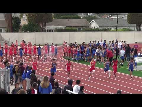 FSB 100m Heat 1 vs Fountain Valley 3-21-18 - Los Alamitos Boys