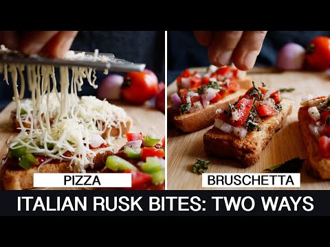 Italian Rusk Bites| Italian Snack Ideas| Bruschetta on Rusk| Pizza on Rusk| CooknJoy by Vaishali