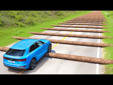 Cars vs 100 Fallen Trees Challenge in BeamNG Drive!