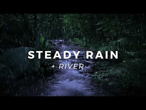 Rain on Leaves for FAST Sleep - Gentle Rain & River Sounds