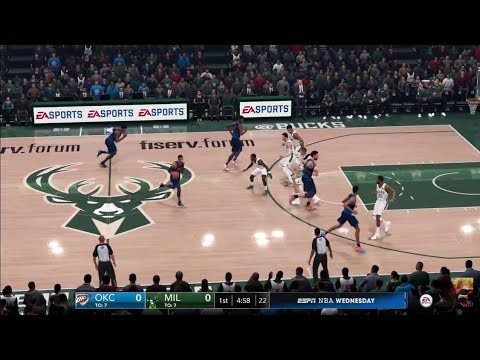 NBA LIVE 19 - Oklahoma City Thunder vs Milwaukee Bucks - Patch 1.23 PS4 PRO CPU SIM - HD