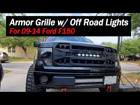 2009-2014 Ford F150 Armor Front Grill w/LED-Matte Black  | AMERICAN MODIFIED