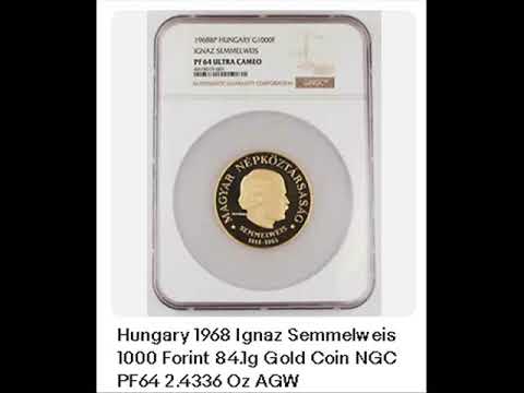 Hungary 1968 Ignaz Semmelweis 1000 Forint 84.1g Gold Coin NGC PF64 2.4336 Oz AGW