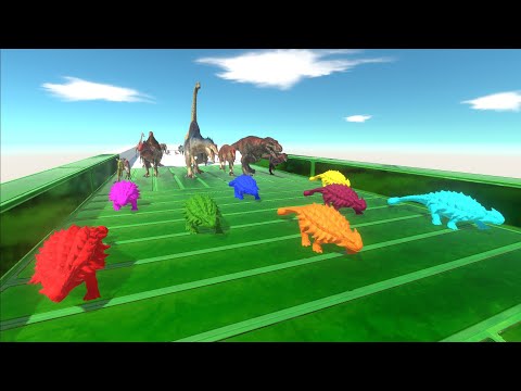 Race To Eat Neon Ankylosaurus Aliens - Animal Revolt Battle Simulator