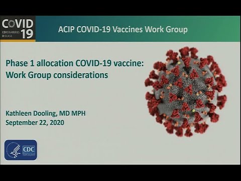 September 2020 ACIP Meeting -  Work Group considerations