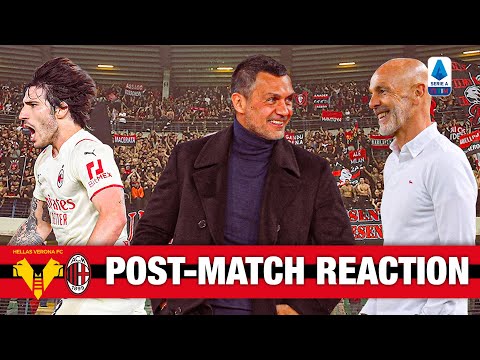 Coach Pioli, Paolo Maldini and Tonali | Verona v AC Milan Post-match reaction