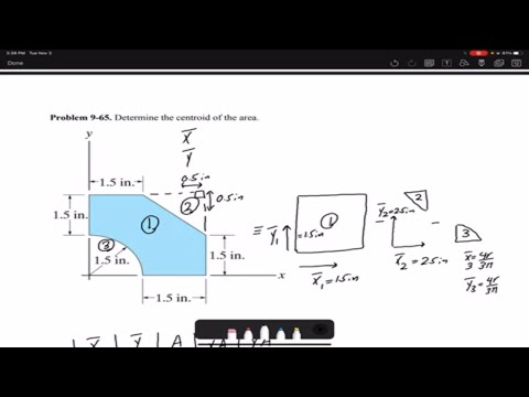 Statics Practice Problem 9-65: Centroid of a composite body by subtracting the missing parts