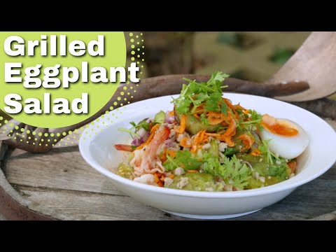 Thai Food, Grilled Spicy Long Eggplant Salad "Yum...