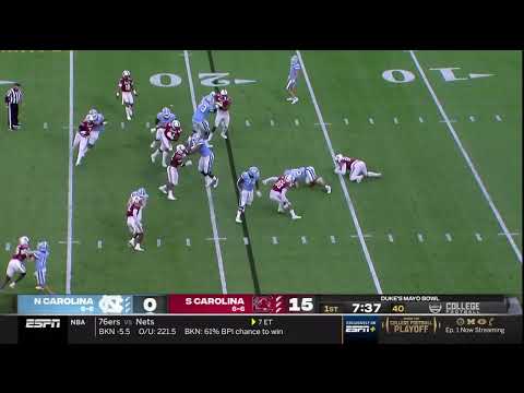 2021 Dukes Mayo Bowl USC vs UNC - MJ Webb and Damani Staley Tackle for Loss