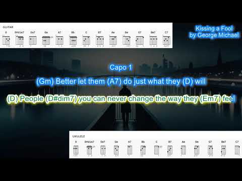 Kissing a Fool (capo 1) by Geoge Michael play along with scrolling guitar chords and lyrics