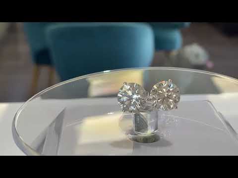 8.02 CARATS TOTAL WEIGHT NATURAL EARTH MINED DIAMOND STUD EARRINGS – 14K WHITE GOLD – U3972