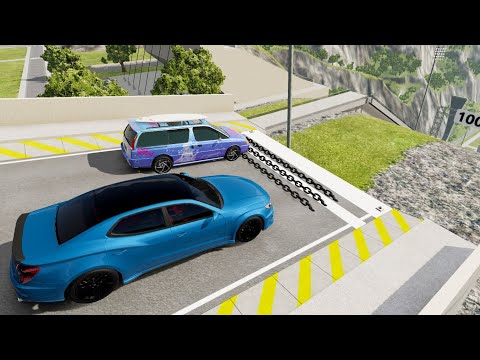 Giant Chain Crashes High Speed Car Jump & Jumps With Crazy Cars - BeamNG.drive Epic Gameplay
