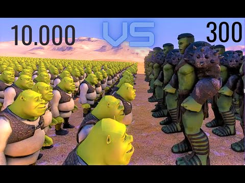Ultimate Epic Battle Simulator /  10.000 shrek   vs   300  hulk  /  fıght