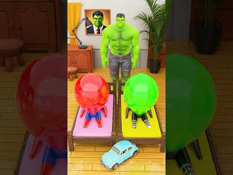GTA V - Two Spiderman Vs Hulk Balloon Challenge #gta #funnyanimation #spiderman