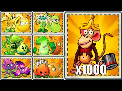 Random FREE Best Pair Team Plants VS 1000 Zombie Monkey - Who Will Win? - PvZ 2 Team Plant Battlez
