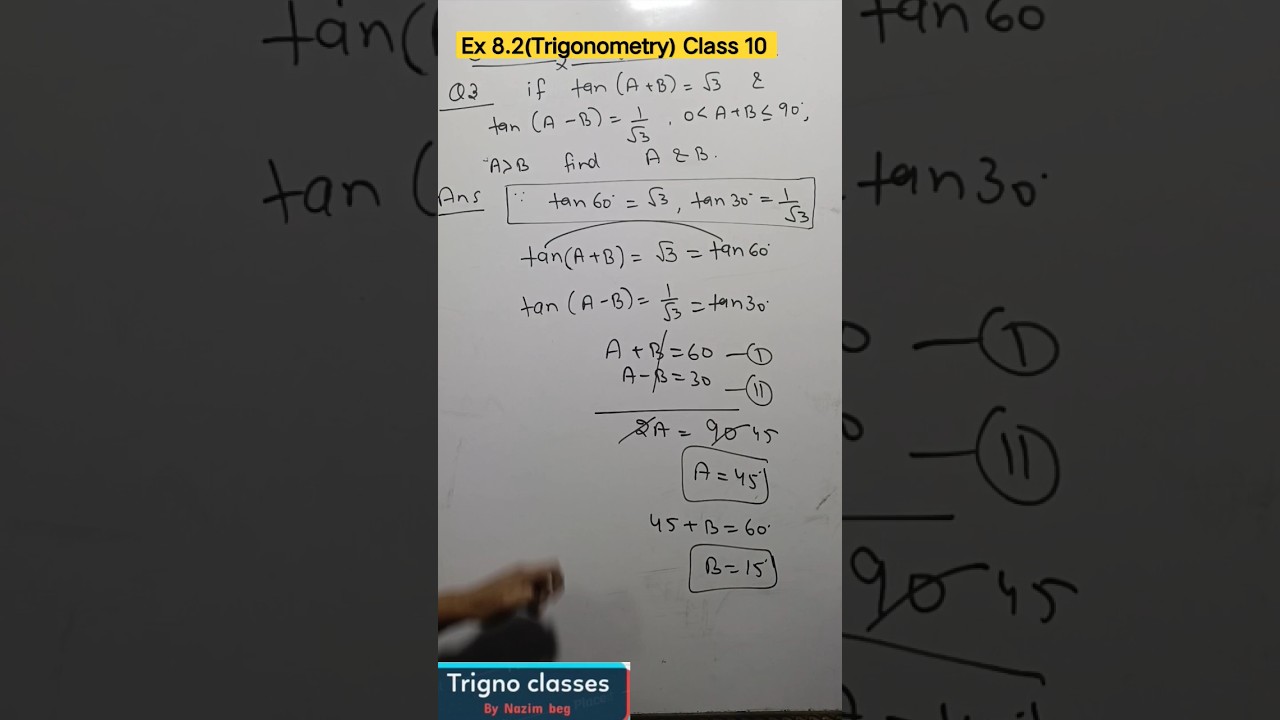 Q3 Ex 8.2(Trigonometry) Class 10 #shorts #trigonometry