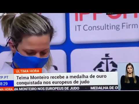 Hexa campeã da Europa, Telma Monteiro, emocionou-se ouvir o Hino Nacional. 🇵🇹🥇