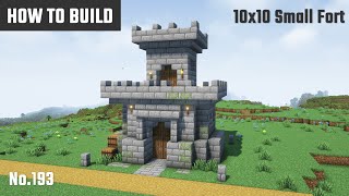 マイクラ建築：石レンガで作る小さい砦の作り方。10x10ブロックで簡単に。No.192【Minecraft】