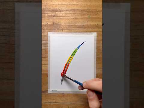How To Paint a Rainbow Feather Painting with only an Angle Brush!! 🌈✨